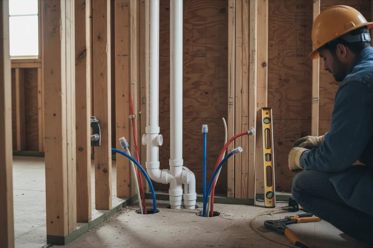 Drain and supply rough-in during Leak Detection in Greenwood